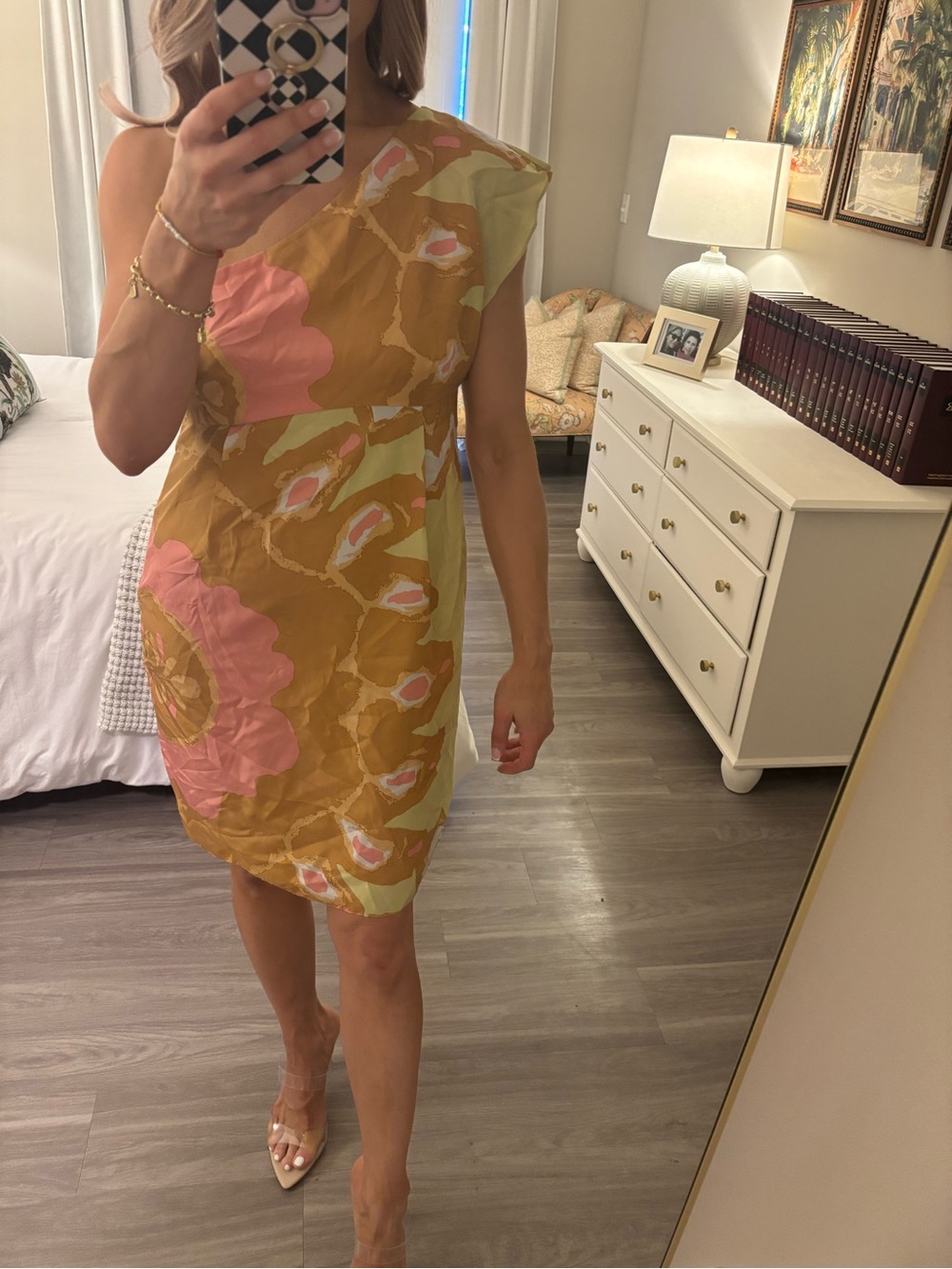 Susana Monaco One Shoulder Satin Mini Dress | Size 8 - Picture 2 of 6